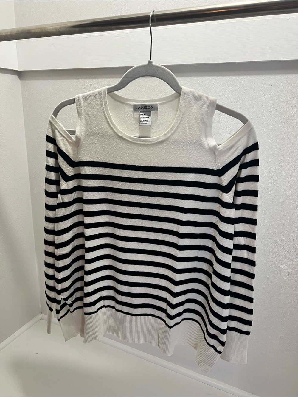 Jamison: Cold-Shoulder Striped Sweater